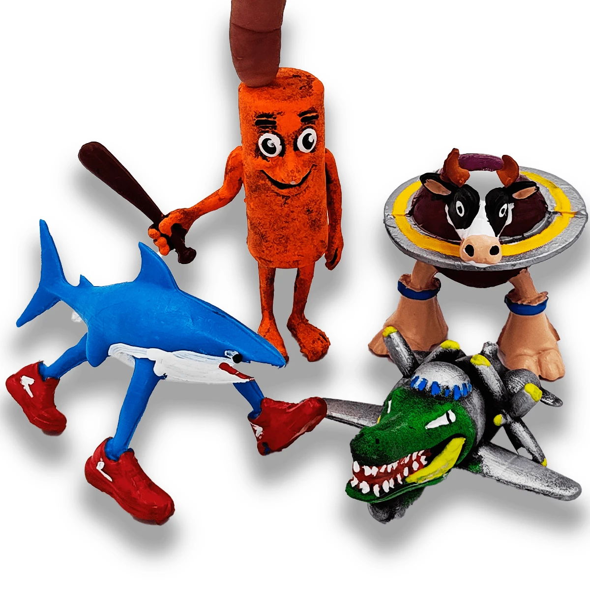 Vaca Saturno Tung Sahur Bombardino 4 Figuras Brainrot - Morado - Ver 1