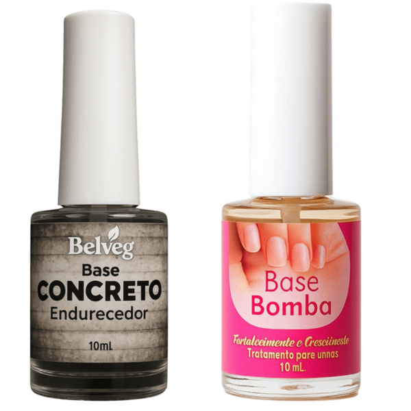 Kit com  Base Bomba e Base concreto Fortalecedora de Unha - Crescimento ràpido e Unhas Fortes..