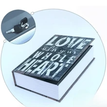 1 pièce Boîte de sécurité créative en forme de livre, conception de clé LOVE, taille petite/moyenne/grande, utilisation à domicile cachée près du lit, coffre-fort de sécurité, boîte de rangement miniature réaliste, convient pour le bureau, la chambre à coucher et plus