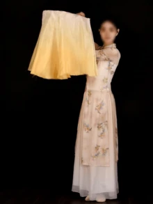 1 件女式肚皮舞扇子，长款渐变仿丝扇，舞蹈表演扇，人造丝扇，中国风表演练习扇，适合舞台表演和晨练 - 彩色 - 查看 6