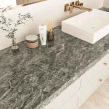 A Self-Adhesive Marble Wallpaper-Waterproof, Heat-Resistant, Oil-Resistant Wall And Desktop Stickers-Randomly Matched With Shapes And Stripes, Suitable For Furniture, Bathroom, Kitchen Renovation And Home Decoration