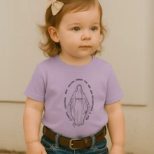 Children's Cotton T-Shirt Print Our Lady Of Graces Catholic Devotional Cute Children's Agro Country Girl Cowgirl - 紫丁香色 - 查看 1