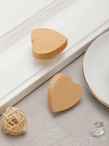 2pcs Heart Shape Wooden Handles - , Bohemian Style Cabinet Furniture Handles, Wooden Handles For Cabinets And Dresser Drawers, Natural Wood Kitchen Cabinet Pulls With Screws