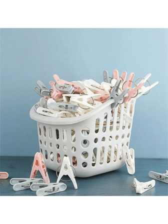 30pcs Random Color Plastic Clothespins, Laundry Clips, Windproof Clips, Small Clips For Clothes, Socks, Underwear, Bedsheets, Non-Slip Fixing, Drying Blankets, Garment Clips