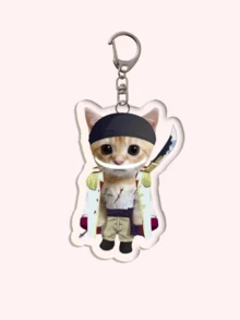 1 件亚克力可爱猫咪钥匙扣：可爱有趣的模因可爱亚克力立式猫咪钥匙扣 - 粉色围巾/棕色围巾/紫色头发/海盗/花朵/帽子、包饰、挂绳、钥匙扣，非常适合男朋友、女朋友、家庭成员、派对礼物、动物主题手机装饰等。 - 彩色 - 查看 15