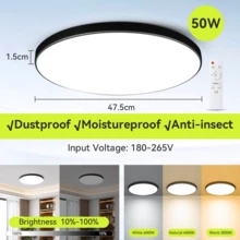 可调光 LED 吸顶灯，遥控现代简约设计吸顶灯，适用于客厅、卧室、浴室、阳台、厨房、衣柜、走廊、画廊、餐厅、服装店、酒吧，220V - 遙控款吸頂燈 - 查看 14