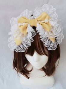 1 件蕾丝蝴蝶结头带，DIY 手工甜美时尚发饰头饰万圣节