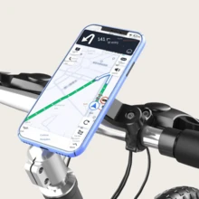 摩托车手机支架，防抖前叉立管自行车手机支架（带减震器），360°旋转自行车车把手机夹，摩托车车把支架，适用于智能手机的摩托车减震器