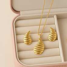 Venetian Necklace + Earrings Kit 18k Gold Plated Women's Drop - Thả 1 - Xem 1
