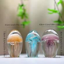Hand-Blown Mini Jellyfish Glass Ornaments, Handcrafted Mini Jellyfish Glass Crystal Ball Decorations, Artistic Glass Jellyfish Statues As Collectibles/Nautical Style Table Decorations, DIY Decorations, Home Decor-Perfect Creative Gift Ideas, Suitable For Christmas, Easter, Thanksgiving, Birthday Gifts, St. Patrick's Day, Easter Eggs And Birthday Gifts, DIY Decorations And Home Decor