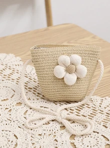 1 pieza Sombrero de paja de verano para niñas, sombrero de playa con ala grande y protección solar para princesa