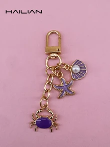 HAILIAN Alloy Bag Pendant, Containing Various Marine Life, Starfish, Fan-Shaped Pearl Shells, Cartoon Crabs. Can Be Used As Bag Pendants, Car Keychains, Or As A Small Gift For Marine Life Enthusiasts, Relatives, Friends And Couples.