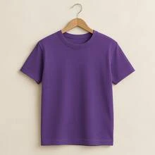 KIT 5 Basic Plain T-Shirts 100% Cotton 30.1 Unisex - 淡粉紅色+淡藍色+橘色+黃色+紫色 - 查看 3