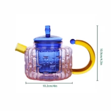 1pc Creative Color Blocking Heat-Resistant Glass Tea Separation And Filtration Small Bubble Teapot For Household Tea Brewing Glass Teapot - Pink - View 6