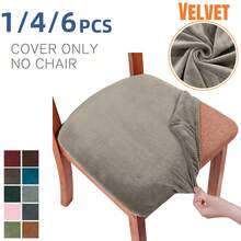 Velvet Cushion Covers Washable Seat Cushion Slipcover Dining Room For Hotel, Ceremony, Banquet Wedding Party (Velvet Black,1/4/6Pcs),Velvet Seat Covers For Dining Room Chair Set Of 1/4/6Pcs, Stretch Fit Removable Washable Chair Seat Cushion Protector Slipcovers With Ties,Velvet Stretch Chair Seat Covers, Soft Thick Solid Luxury Dining Chair Slipcover Stretchable Chair Seat Protector For Kitchen, Hotel - Solid Color - View 9