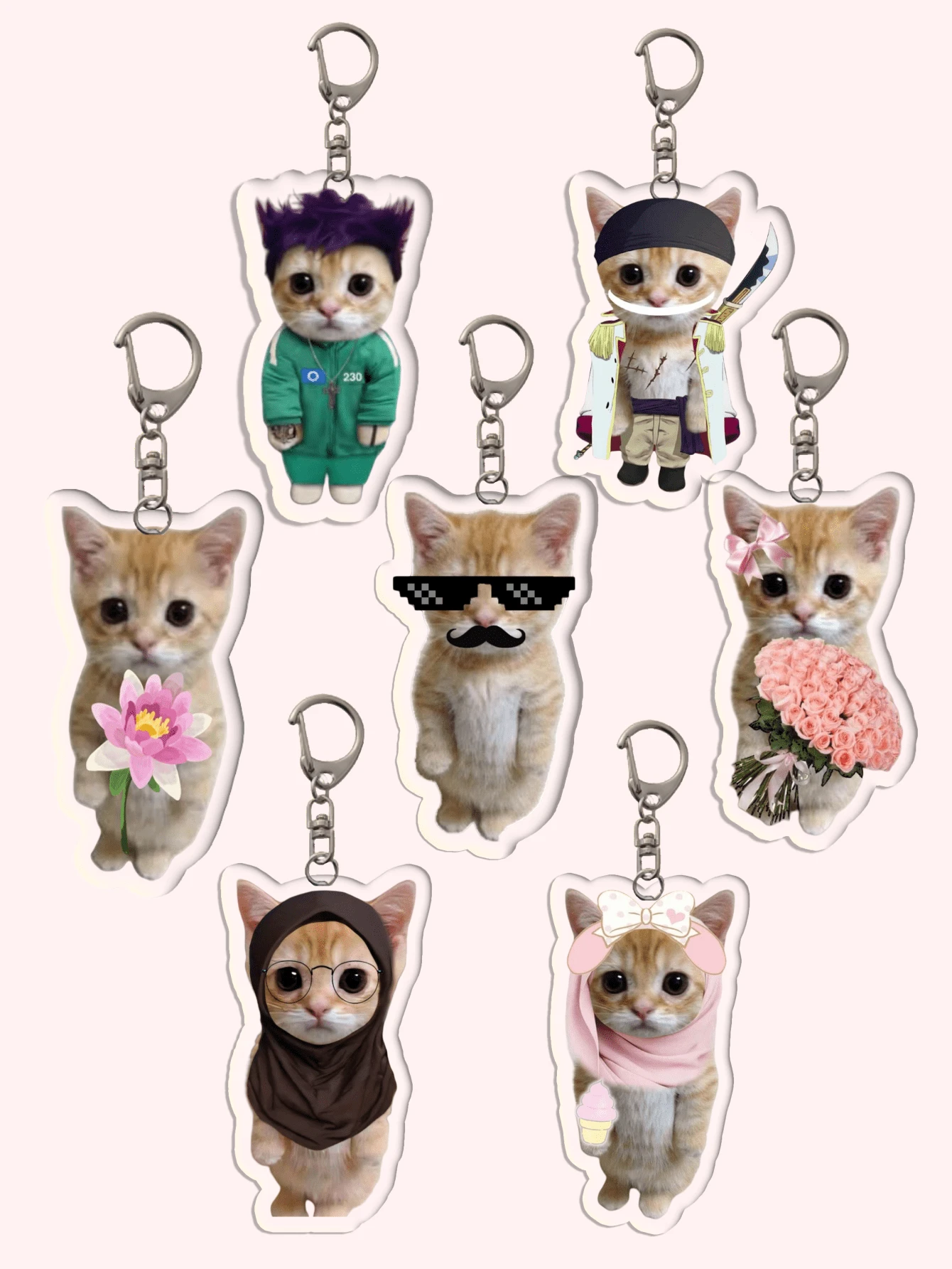 1 件亚克力可爱猫咪钥匙扣:可爱有趣的模因可爱亚克力立式猫咪钥匙扣 - 粉色围巾/棕色围巾/紫色头发/海盗/花朵/帽子、包饰、挂绳、钥匙扣,非常适合男朋友、女朋友、家庭成员、派对礼物、动物主题手机装饰等。 - 彩色 - 查看 1