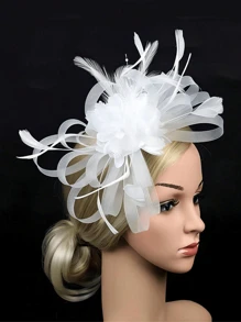 1 bucă pălărie de fascinator de culoare aurie pentru femei, potrivită pentru ceai, ziua cursei, ziua de naștere, plajă, îmbrăcăminte ocazională, agrafă de păr și bentiță cu dublă utilizare