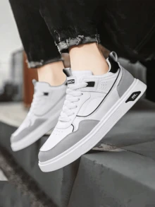 男士街頭風格低領滑板鞋，舒適耐磨鞋帶休閒運動鞋，適用於戶外活動