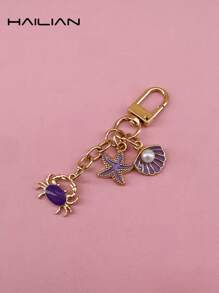 HAILIAN Alloy Bag Pendant, Containing Various Marine Life, Starfish, Fan-Shaped Pearl Shells, Cartoon Crabs. Can Be Used As Bag Pendants, Car Keychains, Or As A Small Gift For Marine Life Enthusiasts, Relatives, Friends And Couples.