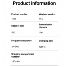 无线原装 TWS 蓝牙耳机蓝牙 5.3 耳机运动耳塞智能触控音乐耳机适用于所有智能手机