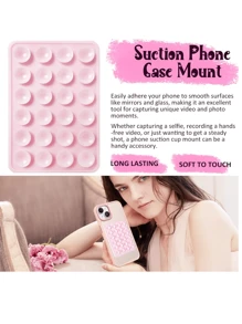 1pc/4pcs Silicone Suction Phone Case Glue Mount | Hands-Free Accessory For Selfies And Videos | Sticks To Windows And Other Surfaces | And Android (Pink)