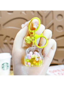 Cartoon Oil Dripping Liquid Quicksand Keychain, Delicate Ornament, Accessory, Decoration, Vending Machine Small Gift