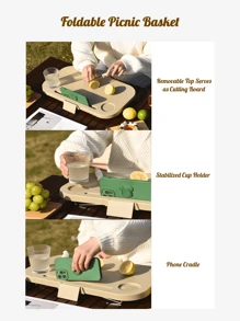 Zusammenfaltbarer Picknickorb für den Outdoor Camping, große Kapazität tragbarer Lebensmittel- und Getränkelagerbehälter, multifunktionaler Träger