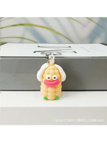 Cartoon Funny Fruit & Vegetable Design Key Chain, Sausage Mouth Cute Vegetable Pendant Bag Charm Accessory