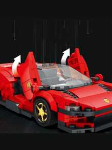 Juego de construcción de bloques premium de 8 ranuras para armar coches de carreras, modelo de supercoche deportivo. Juguete creativo de bricolaje de carreras deportivas, set de decoración de ensamblaje para fiestas, juguete de ensamblaje de alta calidad y desafiante, vehículo de cuatro ruedas gigante, ideal como colección de exhibición de oficina/regalo de cumpleaños