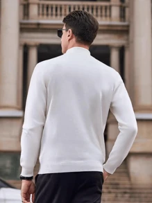 Pull col roulé ajusté régulier pour hommes, tricot polyvalent pour un port quotidien