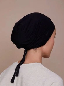 1 Stück HIAJB-Kappen im arabischen Stil des Nahen Ostens für Damen, einfarbig, Seiden-Baumwollmischung, verstellbarer Turban mit Kordelzug, geeignet für den Alltag