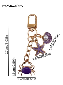 HAILIAN Alloy Bag Pendant, Containing Various Marine Life, Starfish, Fan-Shaped Pearl Shells, Cartoon Crabs. Can Be Used As Bag Pendants, Car Keychains, Or As A Small Gift For Marine Life Enthusiasts, Relatives, Friends And Couples.