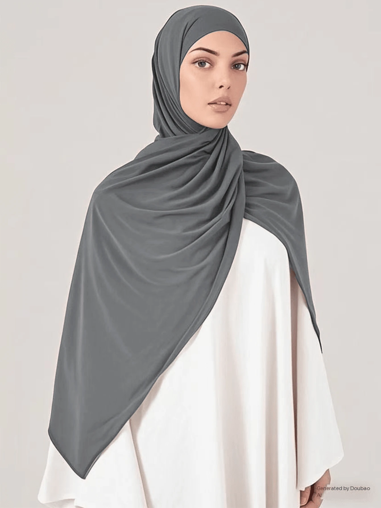 1 Khăn choàng mềm mại màu trơn thanh lịch, băng đô đa năng thoải mái bằng vải viscose dành cho nữ, thích hợp để mặc hàng ngày cho trang phục - 1#Xám - Xem 1