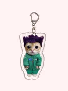 1 件亚克力可爱猫咪钥匙扣：可爱有趣的模因可爱亚克力立式猫咪钥匙扣 - 粉色围巾/棕色围巾/紫色头发/海盗/花朵/帽子、包饰、挂绳、钥匙扣，非常适合男朋友、女朋友、家庭成员、派对礼物、动物主题手机装饰等。 - 彩色 - 查看 8