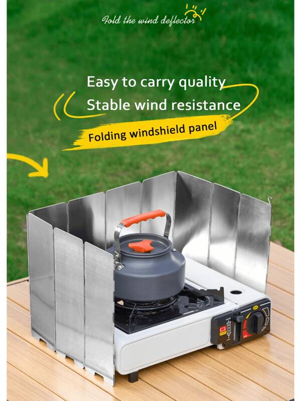 Outdoor Camping Super Lightweight Aluminum Alloy Windshield With Latch, Foldable Stove Windbreak Guard, Splash Oil Proof