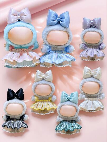 （仅含连衣裙和发饰）1 件公主风双层连衣裙，饰有彩色钩编和蕾丝花边 - 限时赠送蝴蝶结发饰