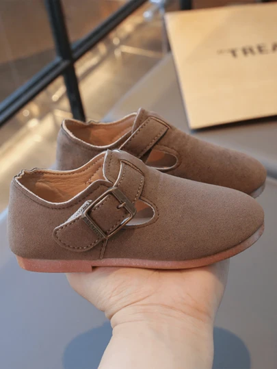 1 Pair Children's Retro Solid Color Soft Bottom Flat Shoes