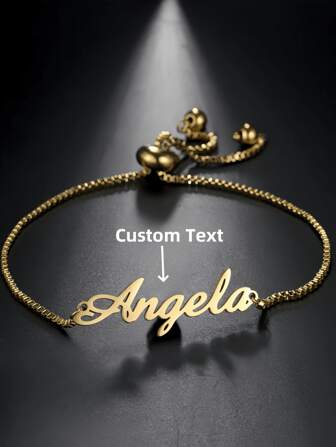 1pc Multi-Color Custom Personalized Name Bracelet, Suitable For Ladies And Girls, Adjustable Personalized Stainless Steel Fashion Jewelry, The Perfect Birthday Gift For Mom's Girlfriend Gold,Rose Gold Stylish,Fall Fashion,Vintage