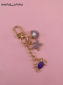 HAILIAN Alloy Bag Pendant, Containing Various Marine Life, Starfish, Fan-Shaped Pearl Shells, Cartoon Crabs. Can Be Used As Bag Pendants, Car Keychains, Or As A Small Gift For Marine Life Enthusiasts, Relatives, Friends And Couples.