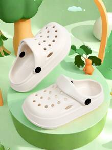 Summer New Boys And Girls Simple Hole Shoes For Home And Outdoor Daily Leisure Beach Wear Solid Color Comfortable Flat Slippers Fashionable Style
