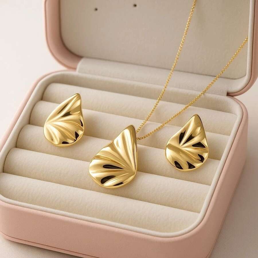 Venetian Necklace + Earrings Kit 18k Gold Plated Women's Drop - 掉落 4 - 查看 1