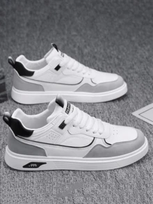 男士街頭風格低領滑板鞋，舒適耐磨鞋帶休閒運動鞋，適用於戶外活動