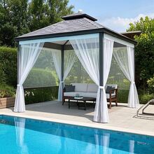 1pc Outdoor Breathable Transparent Thin Curtain, 280cm Wide, Large Size, Pole Pocket Design For Easy Installation, Durable Sunshade With Mosquito Net, Upgrade Backyard To Comfortable Insect-Free Relaxation Area, Suitable For Outdoor Patio/Vacation Home/Backyard/Porch/Gazebo/Pavilion, Insect-Proof Decor