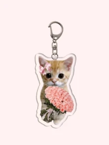 1 件亚克力可爱猫咪钥匙扣：可爱有趣的模因可爱亚克力立式猫咪钥匙扣 - 粉色围巾/棕色围巾/紫色头发/海盗/花朵/帽子、包饰、挂绳、钥匙扣，非常适合男朋友、女朋友、家庭成员、派对礼物、动物主题手机装饰等。 - 彩色 - 查看 17