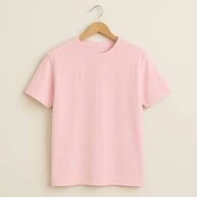 KIT 5 Basic Plain T-Shirts 100% Cotton 30.1 Unisex - 淡粉紅色+淡藍色+橘色+黃色+紫色 - 查看 5
