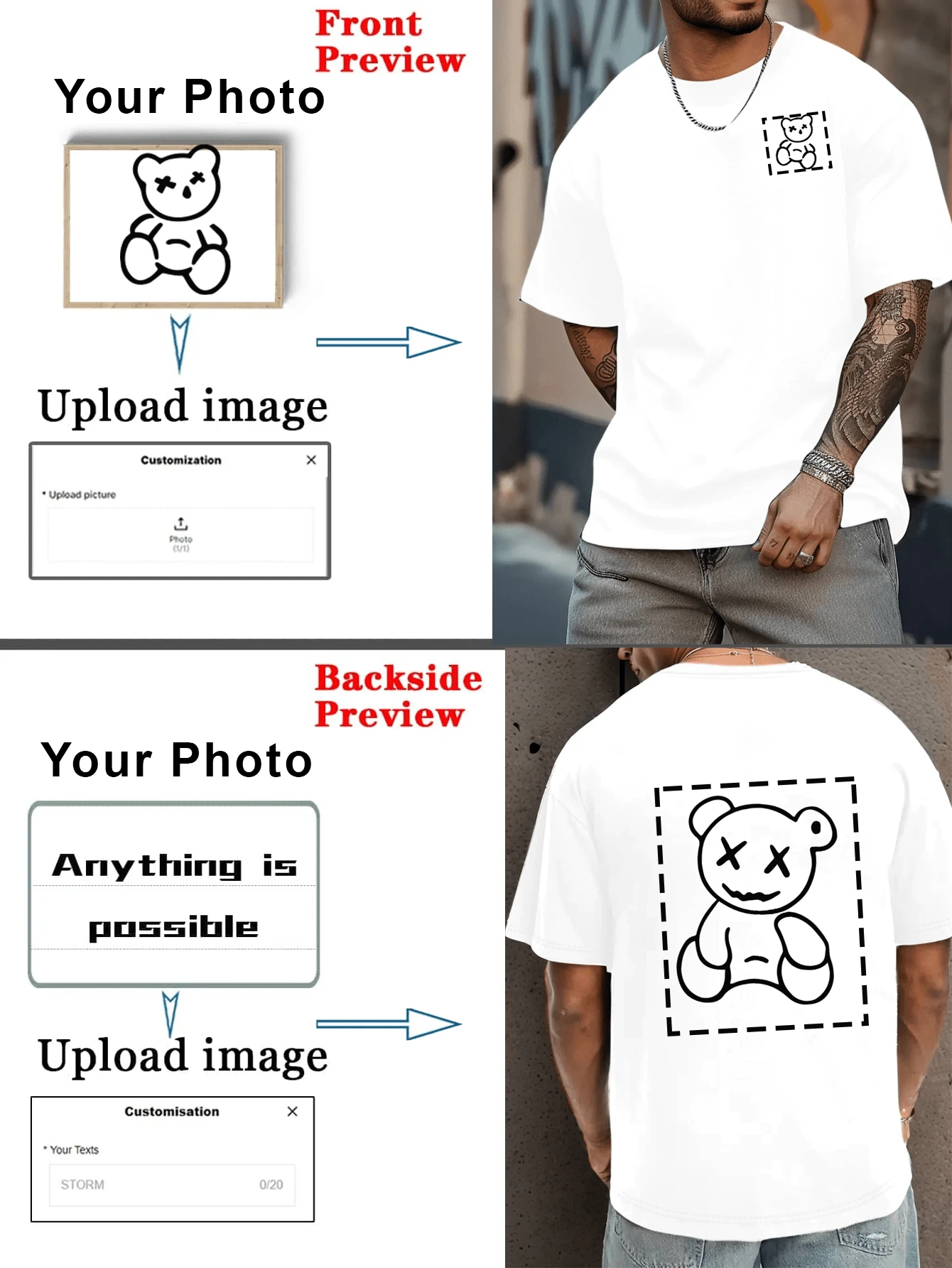Customized Men's Personalized Pattern Printed Loose Short Sleeve T-Shirt For Team Party, Couple Matching, Workwear, (Can Customize Family Photo) Men T-Shirt Upload Your Own Image To Create A Personalized T-Shirt,Stylish,Fashion,Hipster,Casual,Minimal Chic,Personalized,Customized,Custom,Unique,Guy Costumes,Capsule Wardrobe,Men Basic/Street Style,Ideal Gifts For Him,Boyfriend,Family,Friends,For Birthdays,For Vacation/Holiday,For School/Competition,For Sports/Climbing