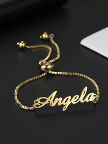 1pc Multi-Color Custom Personalized Name Bracelet, Suitable For Ladies And Girls, Adjustable Personalized Stainless Steel Fashion Jewelry, The Perfect Birthday Gift For Mom's Girlfriend Gold,Rose Gold Stylish,Fall Fashion,Vintage - Multicolor - View 2