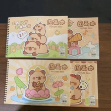 1 pieza Cuaderno de dibujo A4 creativo con diseño de dibujos animados, libreta de bocetos linda para estudiantes, adecuado como útiles escolares, premio o regalo - Estilo aleatorio
