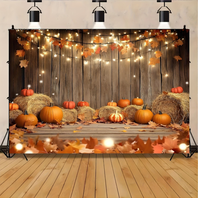 1 Stück Herbst Kürbis Ahornblatt Fotohintergrund, Material Polyester, Erntedank Herbst Fotografie Hintergrund für Zuhause, Küche, Party Dekoration, Banner, Fotobox Requisiten, Feiertagsdekoration, ohne Strom