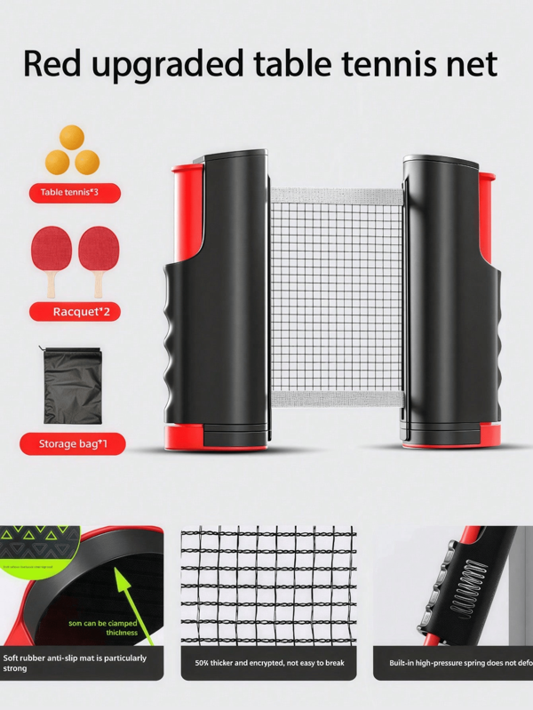 FBSPORT Tischtennis Schläger Set, tragbares Tischtennis Set mit ausziehbarem Netz, Schlägern, Bällen und Tragetasche für Spiele drinnen/Outdoor
